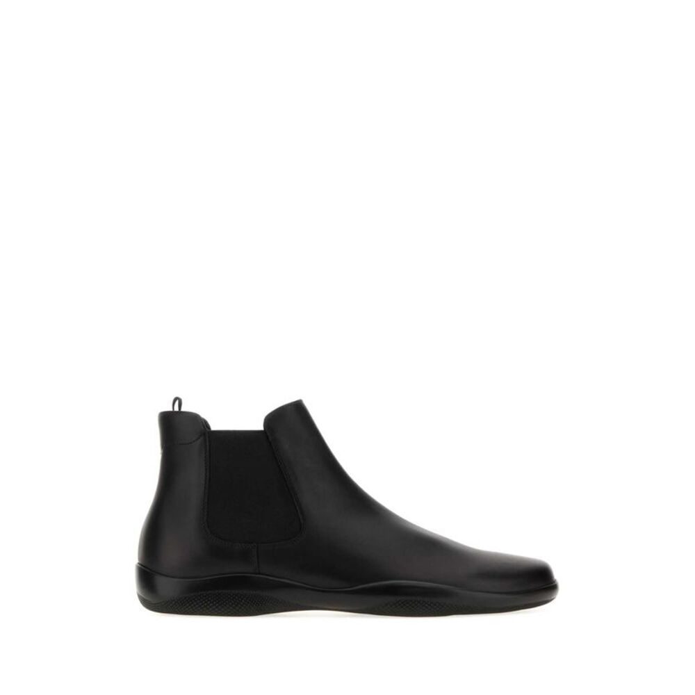 Prada Men Black Leather Ankle Boots